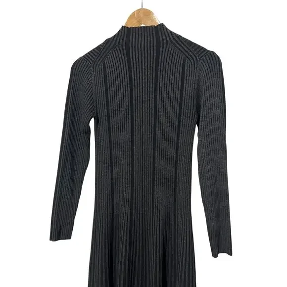 FRENCH CONNECTION WOMENS MEDIUM RIBBED KNIT LONG-SLEEVE DRESS CHARCOAL BLACK NEW - Picture 8 of 12
